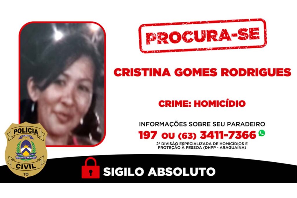 Polícia Civil procura mulher acusada de homicídio em Araguaína