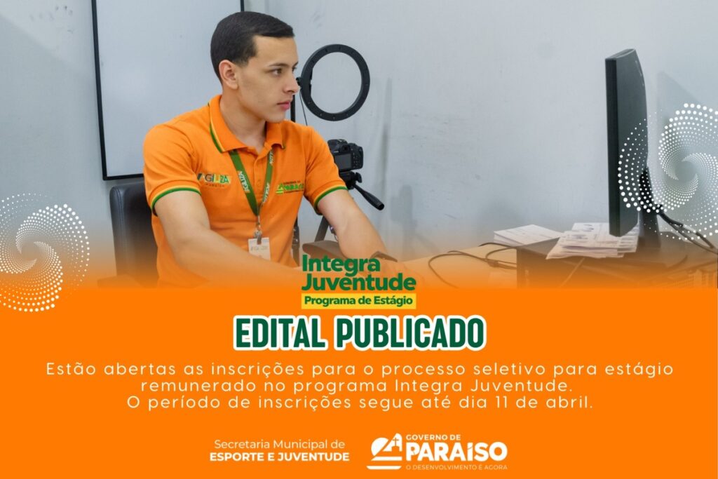 Prefeitura de Paraíso abre seleção para estágio remunerado com 30 vagas