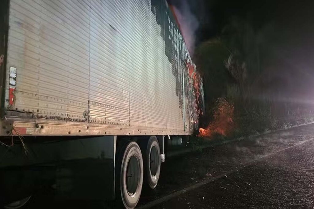 Motorista morre carbonizado após caminhão pegar fogo em acidente no norte do Tocantins