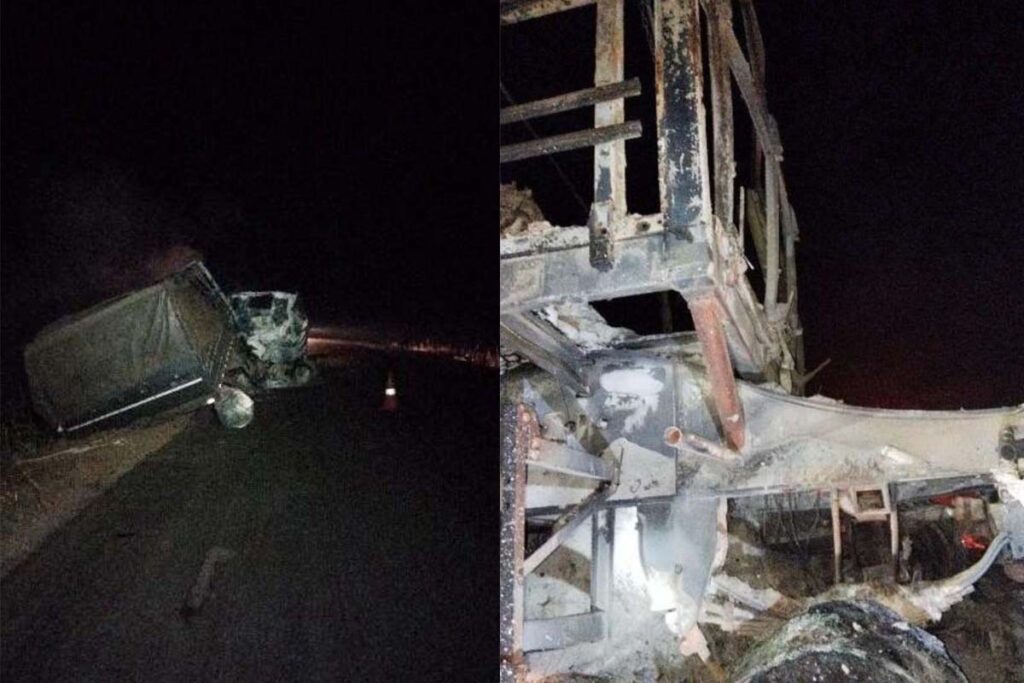 Caminhão pega fogo após acidente grave na TO-373 entre Araguaçu e Alvorada