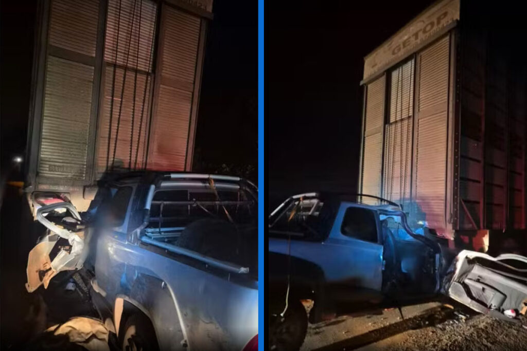 Colisão entre picape e carreta na BR-153 em Tabocão deixa um morto e dois feridos