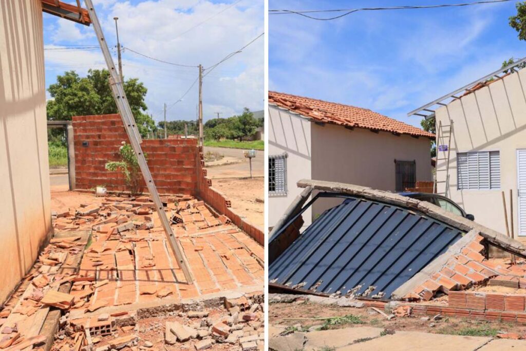 Temporal com ventos fortes causa estragos no Jardim Taquari e deixa moradores no prejuízo, em Palmas