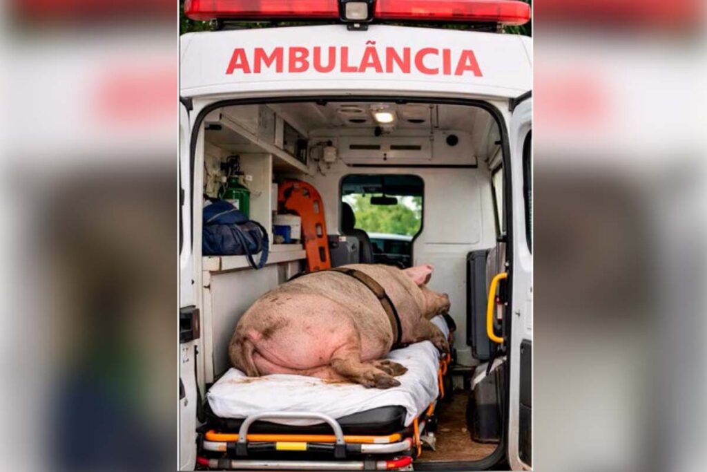 Uso irregular de ambulância para transportar porco gera revolta em Sampaio