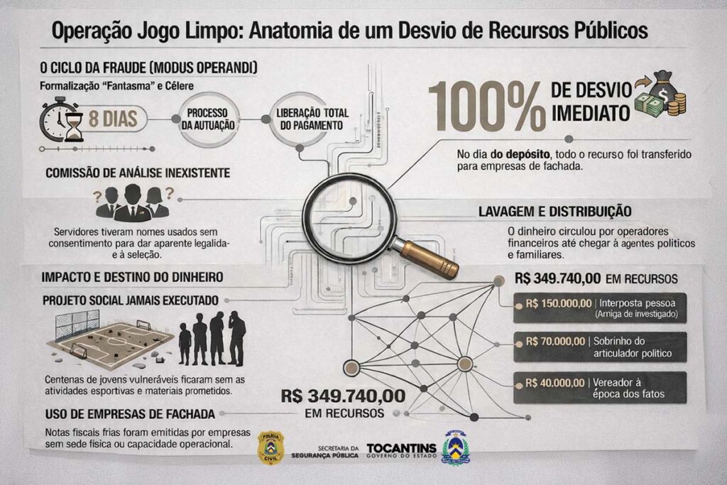 Operação Jogo Limpo: PCTO indicia 10 por desvio de R$ 650 mil em convênios esportivos em Palmas