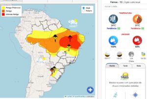 Palmas (TO) terá pancadas rápidas e temperaturas entre 24°C e 31°C nesta terça
